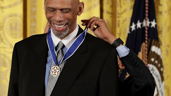 Where's Obama?: US president awards the Presidential Medal of Freedom to NBA all-time leading scorer and social justice advocate Kareem Abdul-Jabbar.