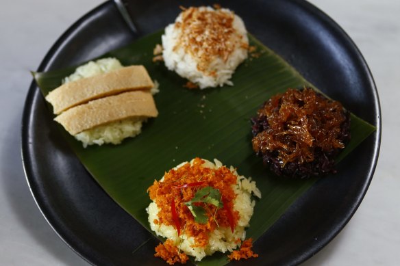 Sweet and salty: the sticky rice platter.