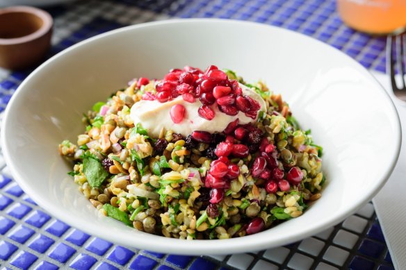 Hellenic Republic's popular Cypriot grain salad is packed with protein-packed lentils. 