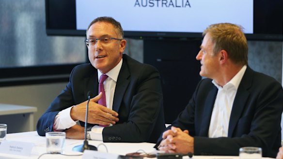 Fox Sports CEO Patrick Delany (left) and Foxtel chief executive Peter Tonagh. 
