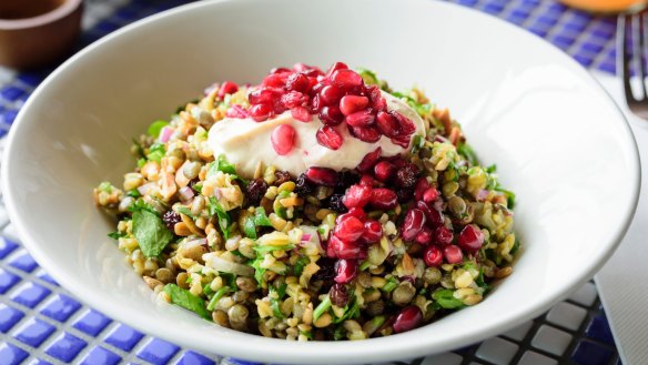 Hellenic Republic's popular Cypriot grain salad is packed with protein-packed lentils. 