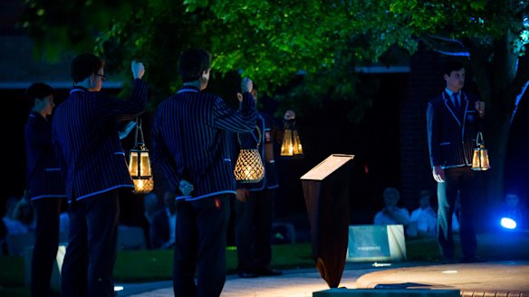 Scenes from the Marist College Canberra healing ceremony on Thursday night.