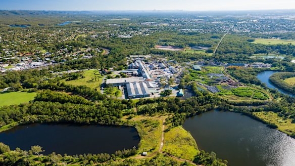 An aerial view of the old Petrie paper mill site.