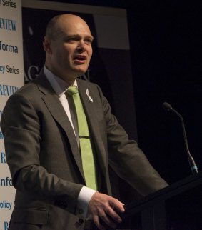 Myer CEO Richard Umbers speaks at The Australian Financial Review summit on Wednesday.