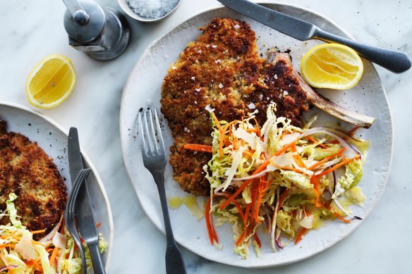 Neil Perry's veal cotoletta with coleslaw