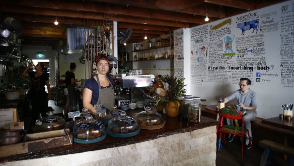 Ora cafe in Manly, where the feature wall tells a nutritious story.