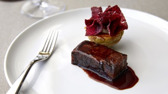 Wagyu with frilly radicchio chips.