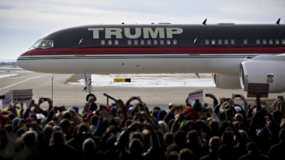 The private Boeing 757 jet owned by Donald Trump makes a bold statement of wealth and power.
