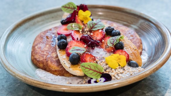 Sweet potato pancake with chia coconut yoghurt.