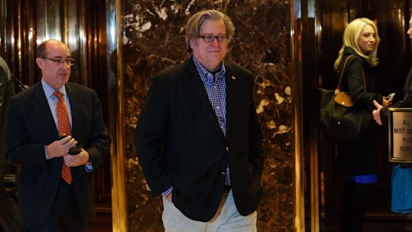 Steve Bannon leaves Trump Tower on Friday.