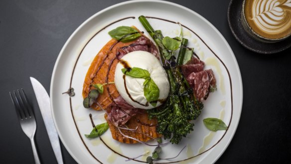 Sweet potato with burrata and broccolini at Arra.