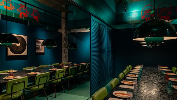CBD restaurant MuMu is all about neon colours and retro touches, which carries through to its two private dining rooms.