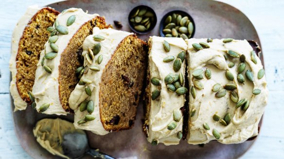 Helen Goh's pumpkin spice loaf with optional icing (omit for dairy-free).