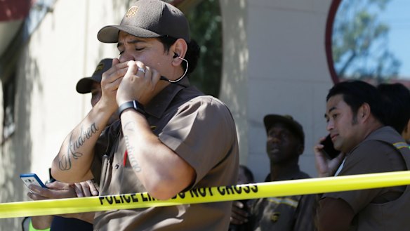 UPS workers outside the facility in San Francisco.