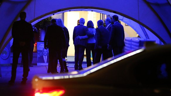 Mr Turnbull poses for photos outside the Conservative Leadership Foundation.