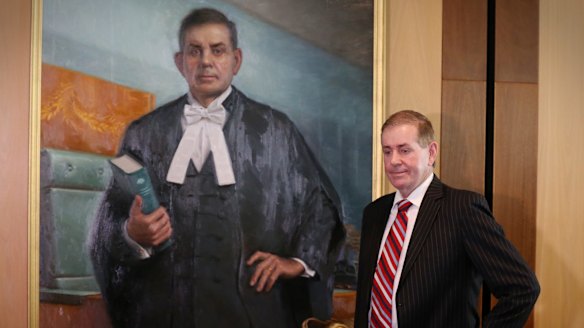 Former Speaker Peter Slipper at the unveiling of his portrait at Parliament House.
