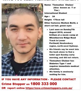 A missing person poster distributed by the Chalaer family.