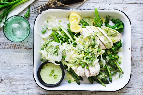 Enjoy this light and healthy steamed chicken with a snappy spring onion sauce.