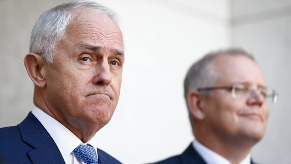 Retreat: Prime Minister Malcolm Turnbull and Treasurer Scott Morrison.