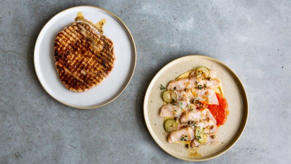 Flatbread and moonfish at Pipit.