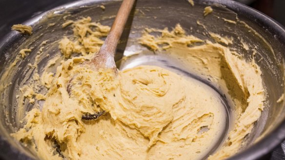 Mix well until you have a heavy, sticky batter.