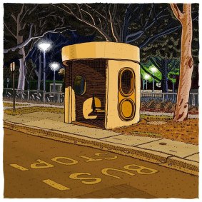 Trevor Dickinson says this bus shelter at Hopetoun Circuit, Deakin, is one that takes on a special character at night. 