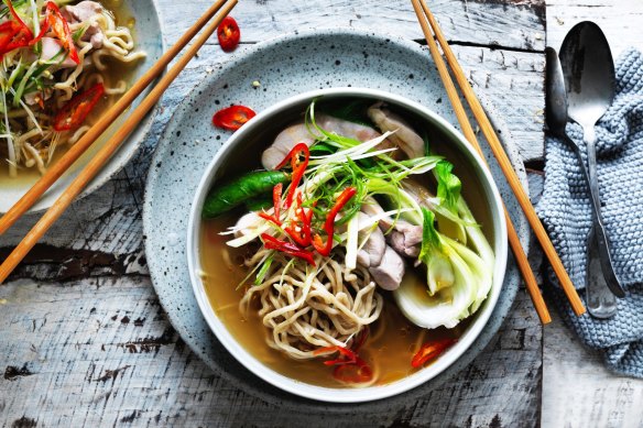 Chinese chicken noodle soup with a chilli kick.