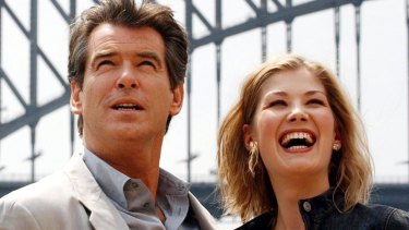 Pierce Brosnan and Rosamund Pike in Sydney to promote the James Bond film Die Another Day.