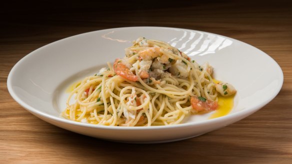 Go-to dish: Spaghettini with prawn, crab and soave.