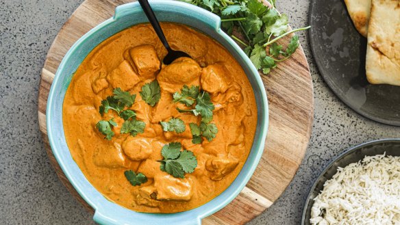 Chicken tikka curry with smooth and creamy sauce.