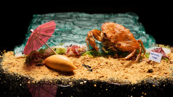 Chef Han Liguang's spin on Singapore chilli crab for pop-up restaurant Six Hands Dinner.