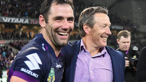 All smiles: Cameron Smith and Craig Bellamy.