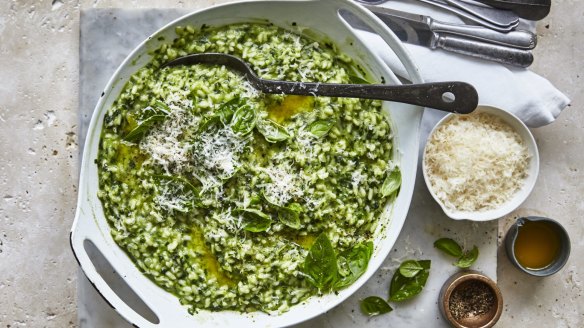 Green herb risotto with parmesan.