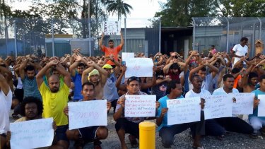 The Manus Island refugees on day 12 of their protest. 