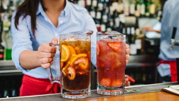 Jugs of Pimms at the Glenmore.