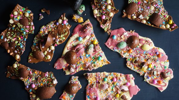 Get cracking: Freestyle Easter egg chocolate bark.