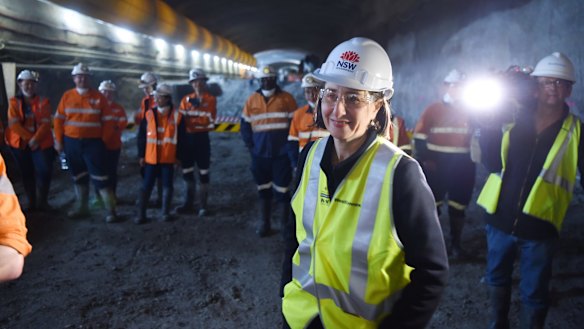 Premier Gladys Berejiklian at a new section of tunnel for the WestConnex toll road.