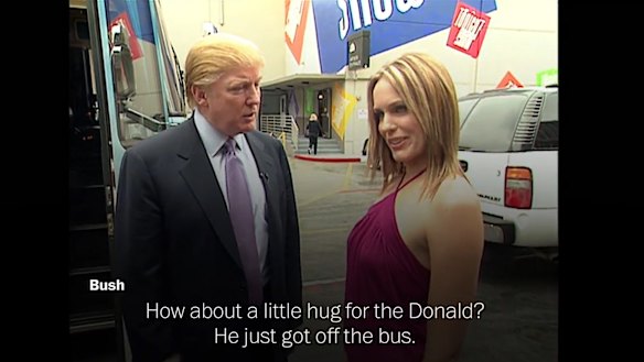 A clip from the 2005 video of Donald Trump on the set of <i>Days of Our Lives</i>, which emerged on Friday, with Arienne Zucker, a member of the soap's cast.