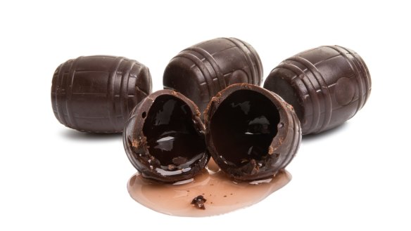 A block of liqueur chocolate contains about eight millilitres of booze.