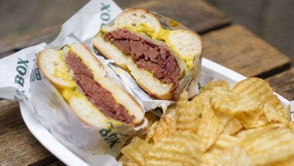Must-try dish: The hot salt beef bagel with dill pickles and mustard is a tender meat dream.