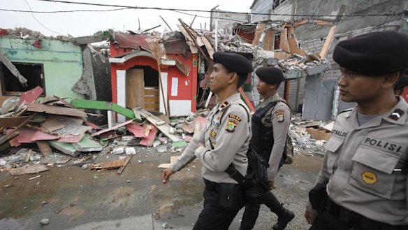 Authorities in Kalijodo, a red-light district that was razed in February.