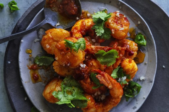 Neil Perry's scallops and king prawns with hot nean sauce 