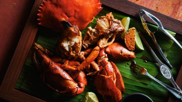 Steamed mud crab with salt and vinegar, Sichuan oil and yuzu mayonnaise.