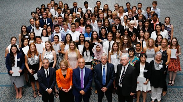 Students who came first in their HSC subjects at Australian Technology Park on Tuesday. 