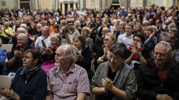 A Stop WestConnex meeting at Balmain Town Hall in May.