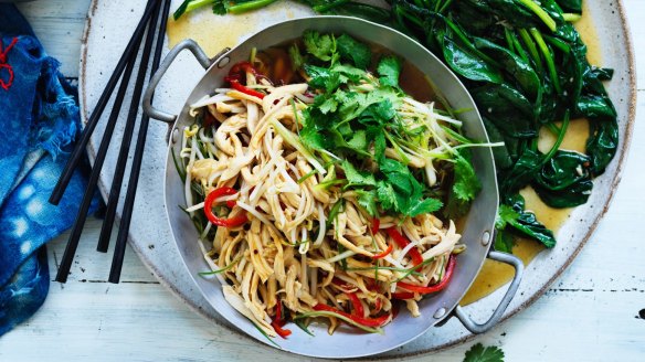 Pick up a cooked chook for this stir-fry.
