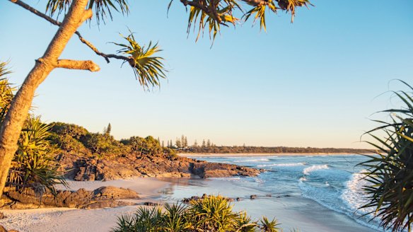 Surfers catching a morning wave at Cabarita Beach, Northern Rivers.