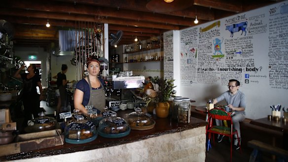 Ora cafe in Manly, where the feature wall tells a nutritious story. 