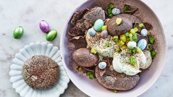Easter mess with cocoa meringues.