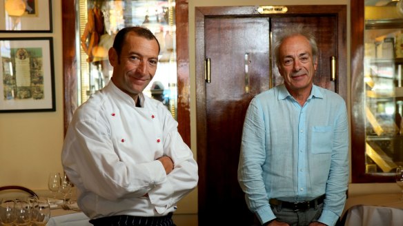 Vittoria Coffee Legends Geraud Fabre (left) and Jean-Paul Prunetti from French restaurant France-Soir.